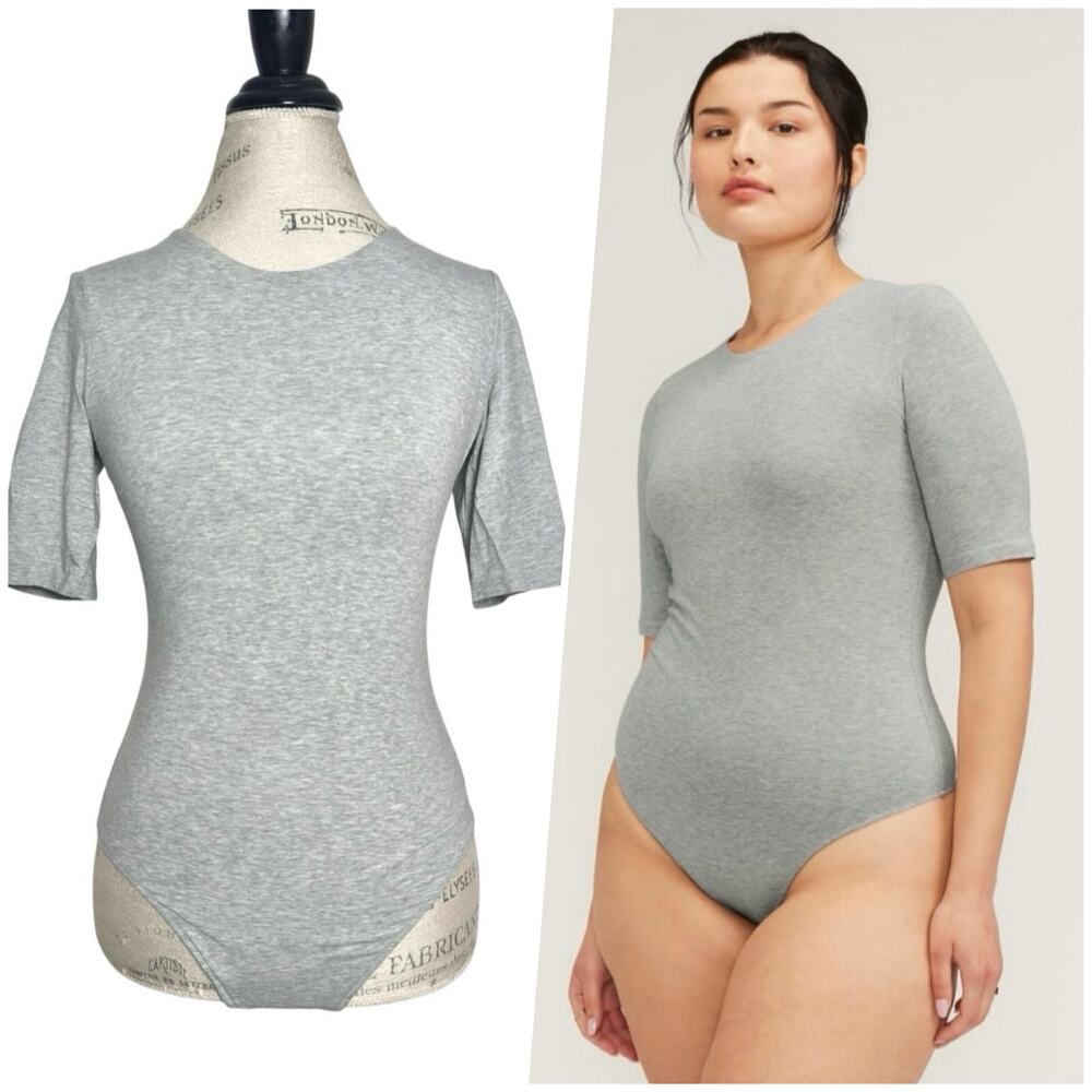 Everlane | Women | The Short Sleeve Crew Neck Heather Gray Bodysuit | Medium
